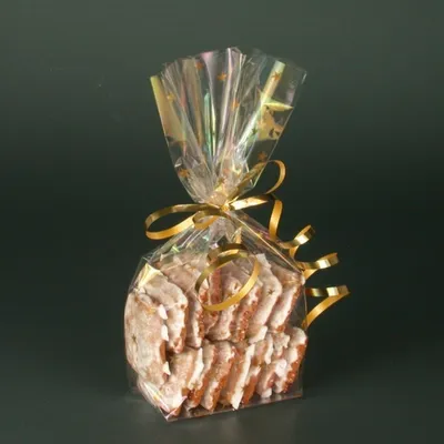Produktbild von 10 Bodenbeutel, PP 23,5 cm x 14,5 cm x 5,8 cm transparent "Sterne, gold"