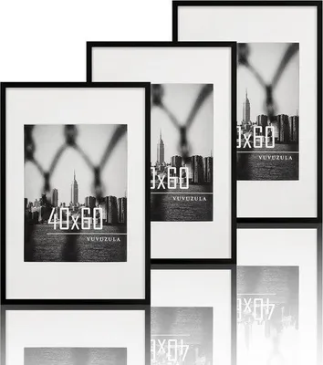 Image de Cadre photo, 40 x 60 cm, cadre noir, lot de 3
