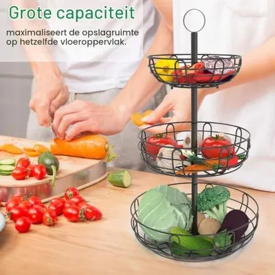 Obrázek produktu pro 3-podlažní kovový koš na ovoce pro úsporu místa