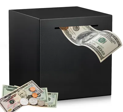 Immagine prodotto di Salvadanaio in acciaio, dimensioni 12 x 12 x 12 cm