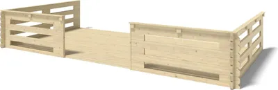 Image de Terrasse en bois avec balustrade pour abri en bois - 18m2 - 6m x 3m - couleur: naturel - DOM558 - ALTANKA