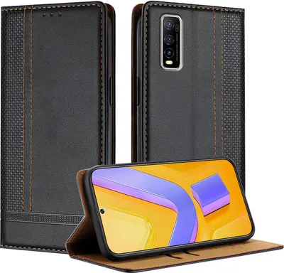 Produktbild von Handyhülle für Vivo Y70S Leder Flip Klappbare Schutzhülle mit Standfunktion Schwarz