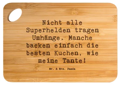 Produktbild von Mr. & Mrs. Panda Holzbrett Spruch Super Tante - Transparent - Geschenk, handgemacht, Nichte, Schneidebrett, Küchenbrett, Superheld, Verwandtschaft, Familienmitglieder