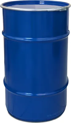 Produktbild von 120 Liter Stahlfass Hobbock Deckelfass | Metall Blechfass Mülleimer Behälter Kübel | Stabil und gefüllt Stapelbar | Beste Industriequalität