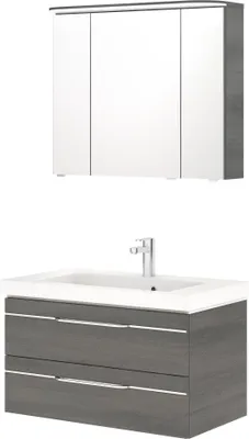 Produktbild von PELIPAL BaltoSprint Bad Möbel Graphit Waschtisch + Unterschrank + Spiegelschrank Set-014-014
