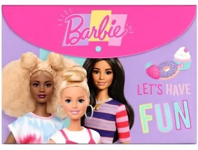 Immagine prodotto di Portadocumenti Barbie - Cartellina portaoggetti per bambini - Portadocumenti A4 per bambine - Cartellina scolastica, cartellina per documenti, cartellina per la classificazione, cartellina per appunti - Happy Thoughts - Rosa/viola