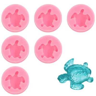 Image de Moules en silicone en forme de tortue 3D, lot de 6, pour gâteaux, fondant, chocolat, confiseries, 4,8 cm