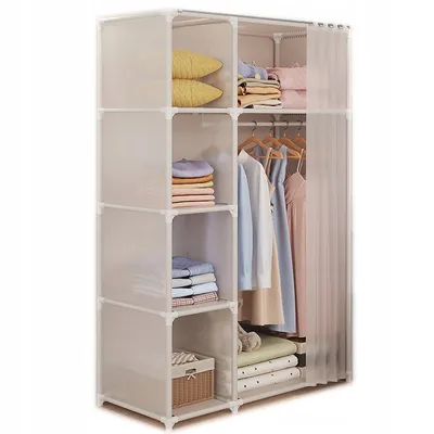 Imagen del producto de Armario modular plegable, perchero, armario para ropa, de metal, 163x45x71 cm