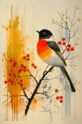 Produktbild von Plakat 20x30cm Herbst-Rotkehlchen