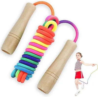 Produktbild von Verstellbares Springseil 250 cm mit Holzgriff für Kinder Fitness