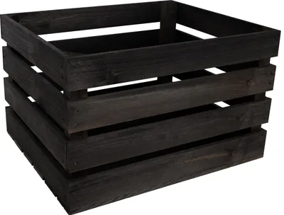 Image de Creative Deco Caisse en Bois Noir 50 x 40 x 30 cm Caisse Rangement Bois Vintage