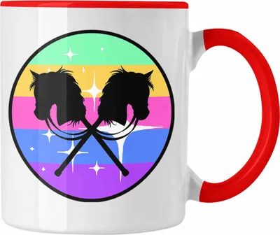 Produktbild von Trendation - Hobbyhorse Mädchen Tasse Geschenk Hobby Horse Pferde Grafik (Rot)