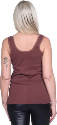 Produktbild von Damen Unterhemd mit Spitze Baumwolle; Braun/M