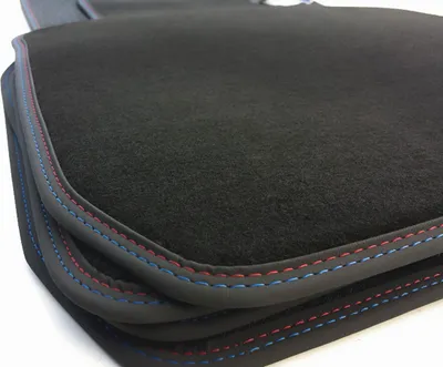 Image de Tapis de sol pour BMW Série 3 E90 E91 xDrive Allrad Premium Velours Tapis de voiture en qualité d'origine Tapis M3 double couture rouge bleu