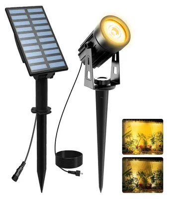 Produktbild von T-SUNUS Solar Gartenleuchte, Solarlampen für Außen Auto ON/OFF Solarstrahler für Außen Garten Warmweiß IP65 Wasserdicht Gartenstrahler Solar 2 Helligkeitsmodi Garten Auffahrt Weg Baumbeleuchtung