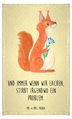Produktbild von Mr. & Mrs. Panda Handtuch Eichhörnchen Blume - Gelb Pastell - Geschenk, Eichhorn, Spaß, badezimmer, Mini-Handtuch, buntes, Motivation Sprüche, Lachen, Gästetuch, Gäste-WC