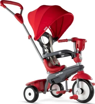 Produktbild von Smart Trike smarTrike - 4 in1 Dreirad Breeze Plus rot-schwarz mit Flüsterrädern, Getränkehalter, Sonnendach, Einhandsteuerung 6653500