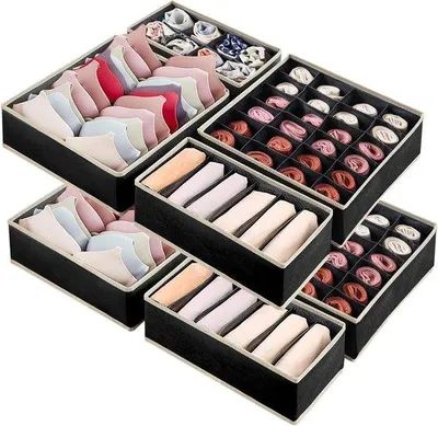 Immagine prodotto di Organizer per armadio, 8 pezzi, nero, Falter