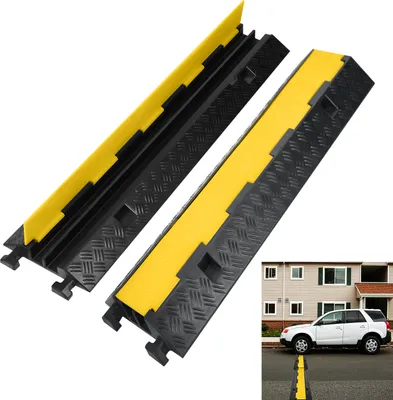 Produktbild von UISEBRT 2 Kanal Kabelbrücke Überfahrschutz 100 x 24 x 5 cm Kabelkanal Brücke Gummi Rampe Protector Pkw&LKW  für Lagerhäuser Parkplätze