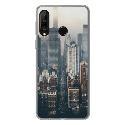 Produktbild von MuchoWow® Handyhülle Schutzhülle Hülle für Huawei P30 Lite Skyline von New York Silikon Softcase Handy Hülle - Handyhülle