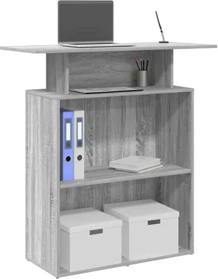 Produktbild von "im Angebot" Computertisch Arbeitstisch - für 1 Person - Empfangstheke - für 1 Person - Grau Sonoma 100x40x104 cm Holzwerkstoff - PC Tisch CC24493