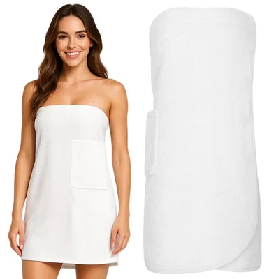 Produktbild von Damen Spa-Pareo S/M, Weiß, 100 % Baumwollfrottee, 460 g/m²