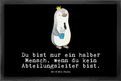 Produktbild von Mr. & Mrs. Panda Schmutzmatte Abteilungsleiter Herz 50 x 75 cm - Schwarz - Geschenk, Spruch, Fußabstreifer, Sauberlaufmatte, Türvorleger, Führungskraft, Bodenvorleger