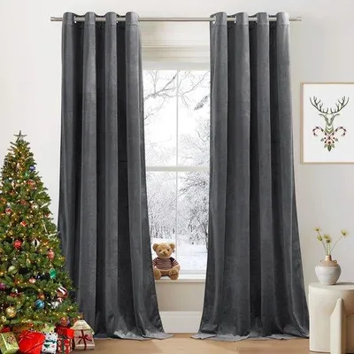 Produktbild von Famanu Verdunkelungsvorhang mit Streifen - Dicke Vorhänge für Wohnzimmer - Thermisch Isolierend - 140×245 CM - Hellgrau - 1 Stück