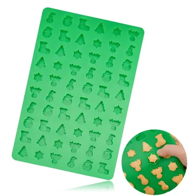 Produktbild von Silikon-Backform Weihnachten 60 Mulden Pralinenform Schneemann Weihnachtsmann Elch