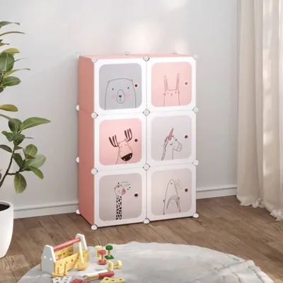Obrázok produktu pre The Living Store Modulárna detská skriňa so 6 kockami Ružová PP