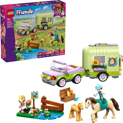 Immagine prodotto di Set di costruzione LEGO Friends Rimorchio con cavallo e puledro - Giocattolo scuderia