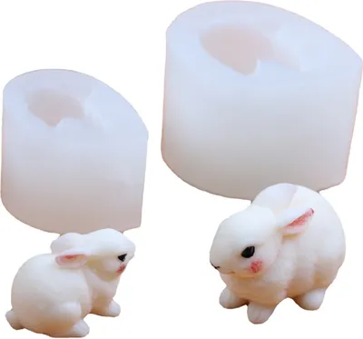 Produktbild von 3D Hase Silikonform für Osterkerzen, Moussekuchen und Fondant - Vielseitige Bastelform für Duftkerzen, Handseifen und Harzornamente, S