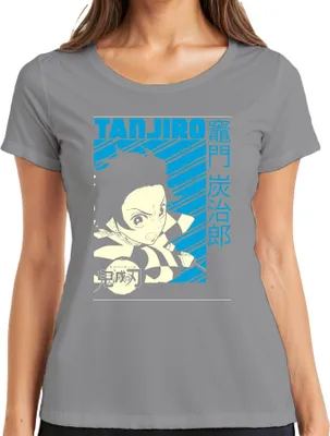 Zdjęcie produktu dla Tanjiro Kimetsu no Yaiba Sword Check Pattern Anime Gift Ladies T-Shirt, Szary, XXL