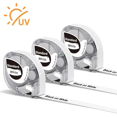 Produktbild von 3x Phomemo P12 Original Thermotransfer-Etiketten Schwarz auf Weiß 12mmx4m
