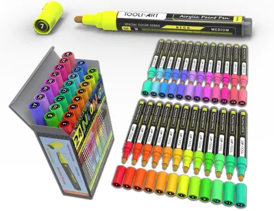24 Acrylstifte Neonfarben für Steine, Glas, Holz, Metall