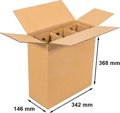 Obrázek produktu pro Skládací kartonová krabice 342 x 146 x 368 mm - Přepravní kartonová krabice na 3 lahve
