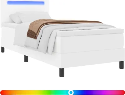 Imagen del producto de Cama con somier y colchón blanco de vidaXL, 90 x 200 cm, tapizada en cuero sintético