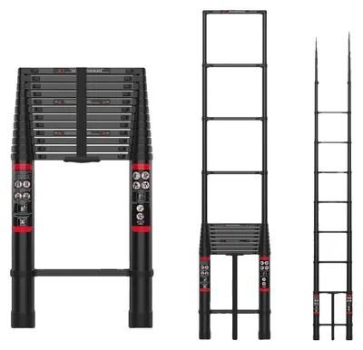 Obrázek produktu pro Teleskopická žebřík, hliníková konstrukce, nosnost 150 kg, výška 5 metrů