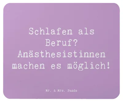 Produktbild von Mr. & Mrs. Panda Mousepad Spruch Anästhesistin Freude - Lavendeltraum - Geschenk, Anästhesie Berufsbild, mauspad laptop, Patientenwohl, Berufe, pc, Schmerzmanagement