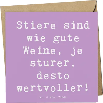 Produktbild von Mr. & Mrs. Panda Grußkarte Spruch Sturer Stier - Lavendeltraum - Geschenk, anlasskarte, Glückwunschkarte, Humor, Geschenke Astrologie, Sturheit, Klappkarte, Sternzeichen