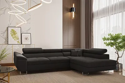 Produktbild von Ecksofa Schlafsofa Sofa CARMELO in Stoff Nova Grafit Ottomane Rechts