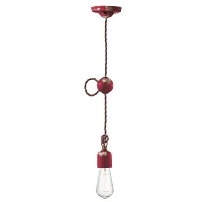 Image de Ferroluce Vintage Lampe à suspendre Ø 5,5cm rouge foncé ronde
