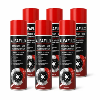 Produktbild von ALFAFLUX Bremsenreiniger 6er-Set (6x 500 ml) – Teilereiniger & Entfetter, rückstandsfrei, KI-generiertes Bild