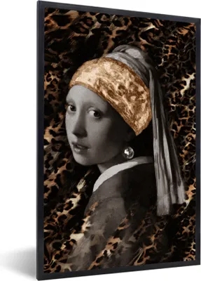 Produktbild von MuchoWow® Gerahmtes Poster Das Mädchen mit dem Perlenohrring - Johannes Vermeer - Gold 20x30 cm - Poster mit Schwarzem Bilderrahmen Wandposter Rahmen Foto Bilder - Drucken - Bilder Poster im Rahmen