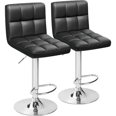 Produktbild von Barhocker 2er Set Höhenverstellbar Kunstleder mit Lehne Barstuhl Bar Hocker Stool BarChair Barsessel Küchenstühle mit Rückenlehne Fußstütze Metallrahmen