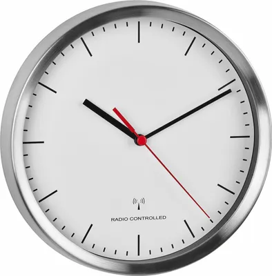 Produktbild von TFA - Analoge Funk-Wanduhr mit Edelstahl-Rahmen 60.3530.02 - silber/weiß