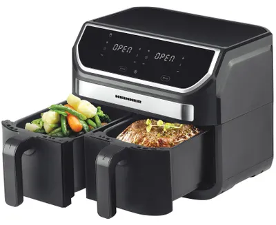 Produktbild von Heinner HAF-KDB1700BK, Heißluftfritteuse, 8,5 l, 80 °C, 200 °C, 60 min, Doppel
