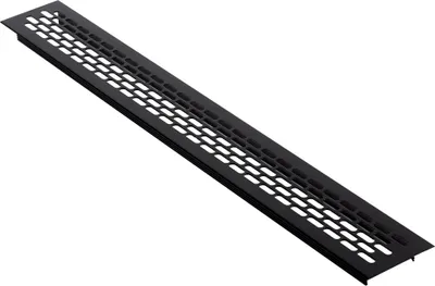 Produktbild von Lüftungsgitter 60x480 Schwarz ovale versetzte Lochung Stegblech Alu Türgitter Heizungsdeckel