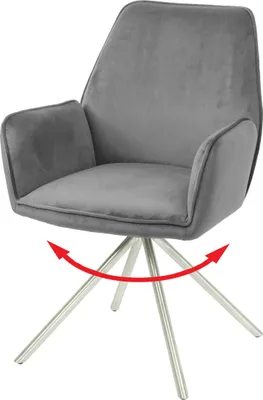 Produktbild von Esszimmerstuhl | HxBxT 86x60x60cm | Sitzhöhe 49cm | Samt MVG | Dunkelgrau | Küchenstuhl Stuhl mit Armlehne