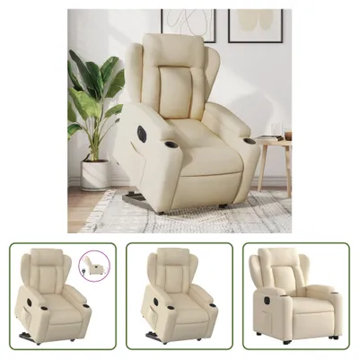 Image de The Living Store Fauteuil relax avec releveur électrique Crème Tissu